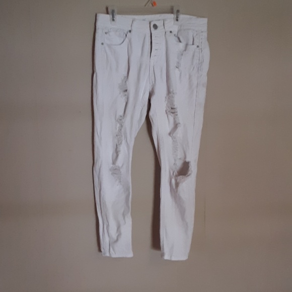 RUE 21 DISTRESSED WHITE SKINNY JEANS 5/6 - Picture 1 of 8